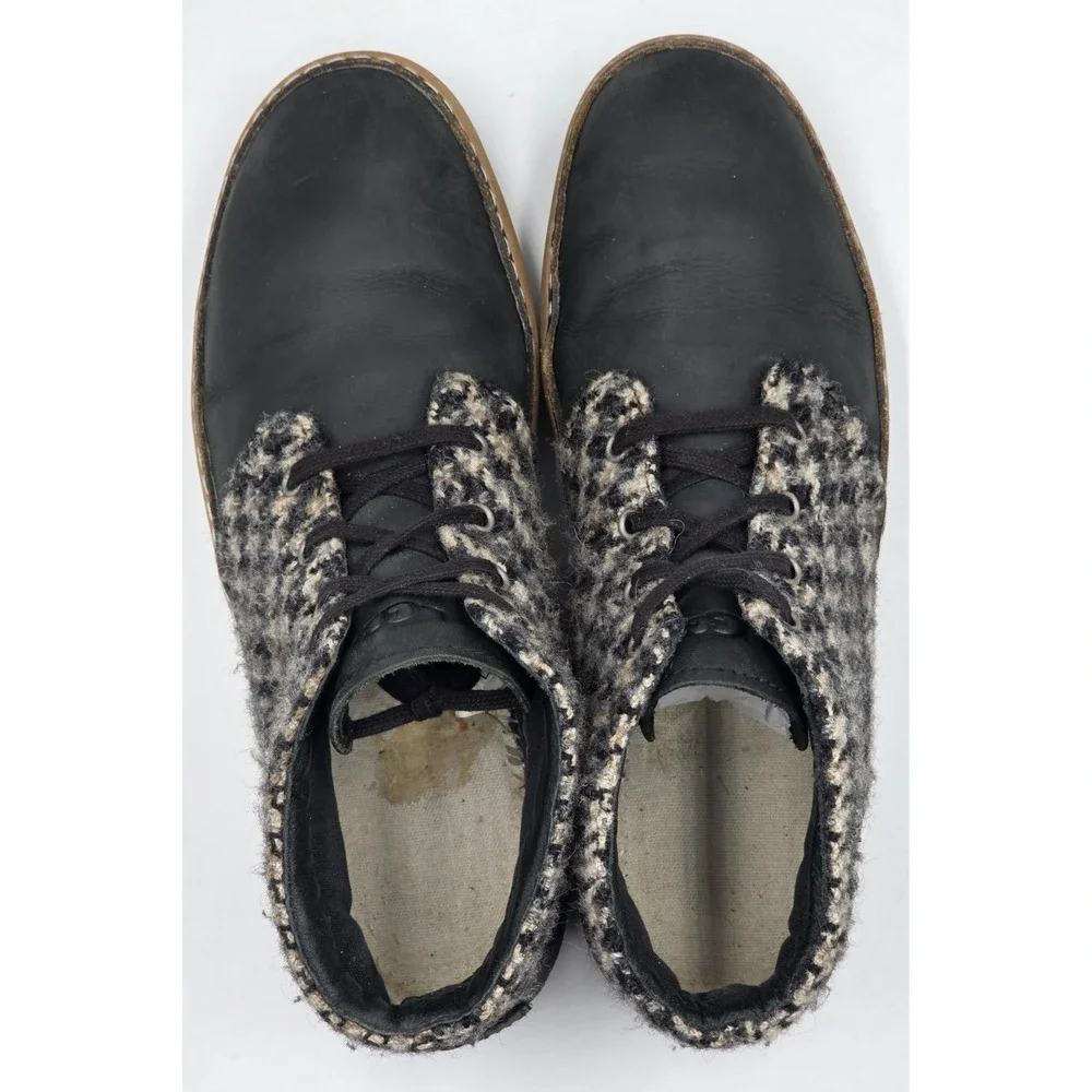 UGG Men's Black White Leather Tweed Wool Lace Up Professor Chukka Boots 9
